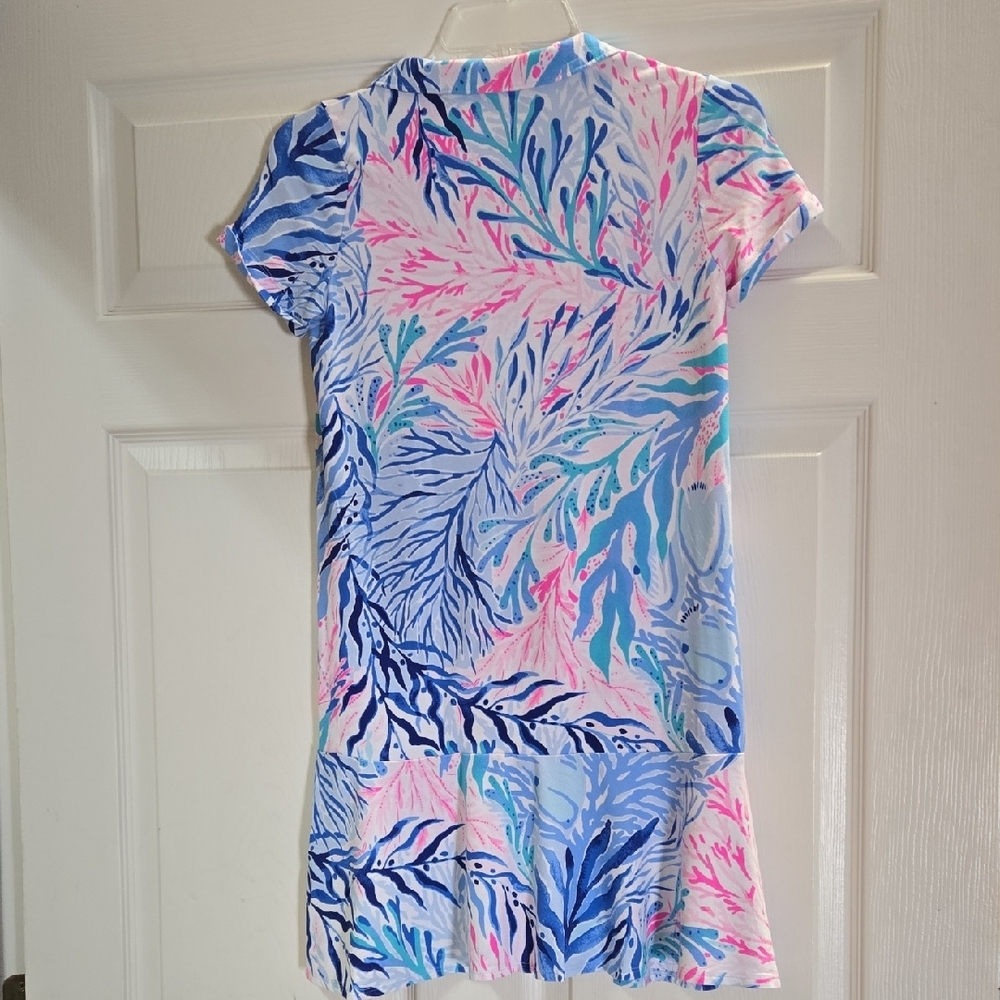 Girls Lilly Pulitzer Pink and Blue Flutter Sleeve Sundress - Picture 6 of 6